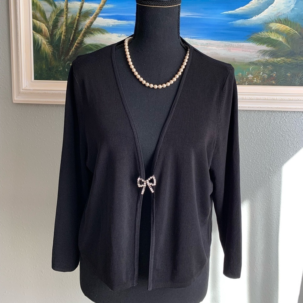 Robbie Bee Women’s Black Cardigan Sweater Size 14